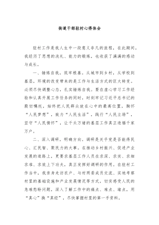 街道干部驻村心得体会