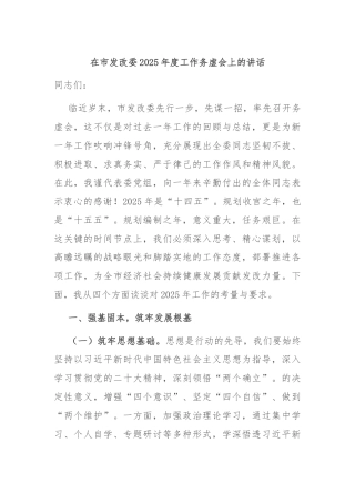 在市发改委2025年度工作务虚会上的讲话