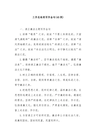 (45例)工作总结类写作金句