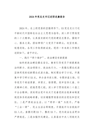 2024年党总支书记述职述廉报告