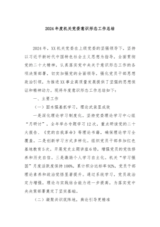2024年度机关党委意识形态工作总结