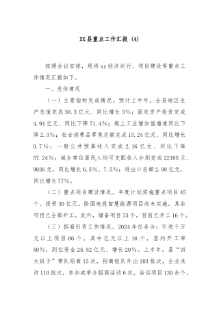 XX县重点工作汇报 (4)