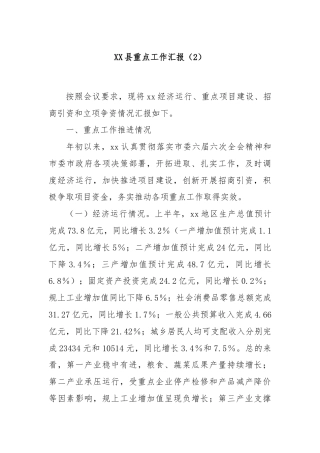 XX县重点工作汇报（2）