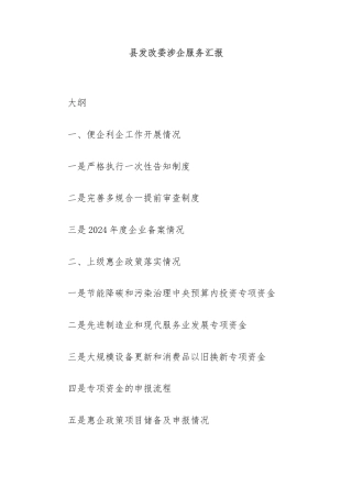县发改委涉企服务汇报