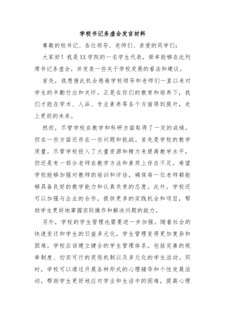 学校书记务虚会发言材料