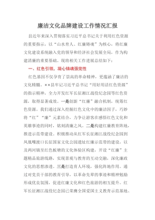 廉洁文化品牌建设工作情况汇报