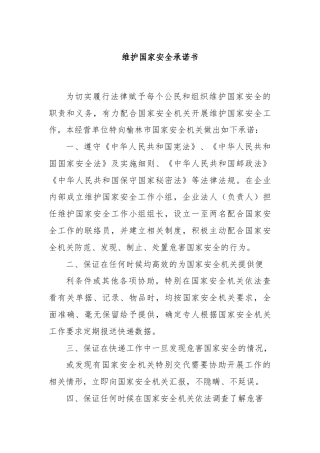 维护国家安全承诺书