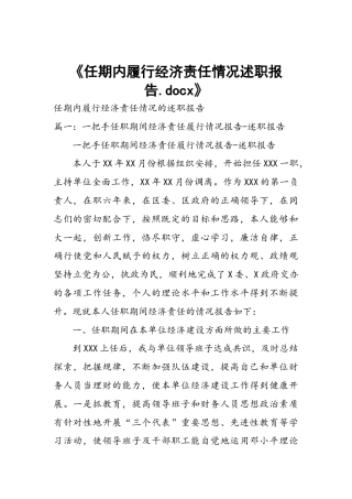 任期内履行经济责任情况述职报告