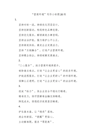 “营商环境”写作小标题20例