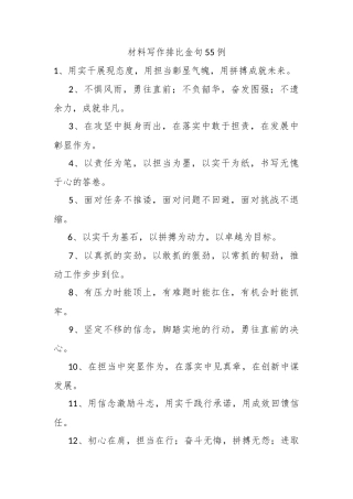 材料写作排比金句55例