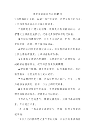 领导发言稿写作金句30例