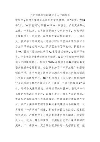 企业到地方挂职领导个人述职报告