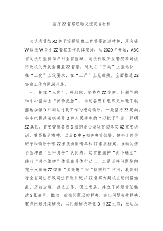 省厅政治督察经验交流发言材料