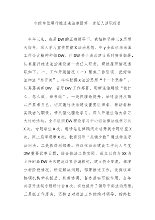 市级单位履行推进法治建设第一责任人述职报告