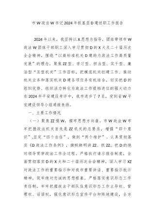 市委政法委书记2024年抓基层党建述职工作报告