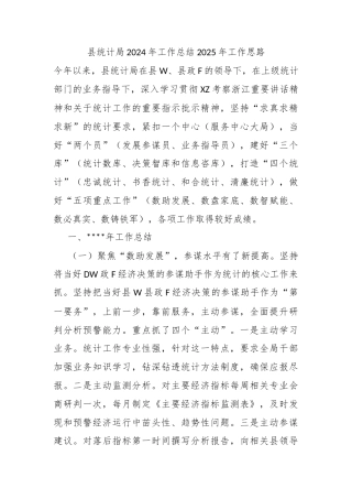 县统计局2024年工作总结2025年工作思路
