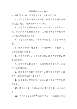 写材料亮点金句30例