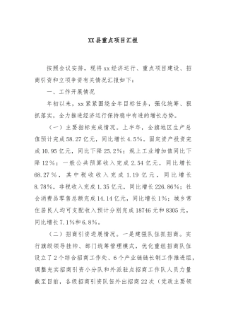 XX县重点项目汇报