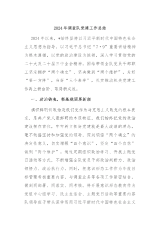 2024年调查队党建工作总结