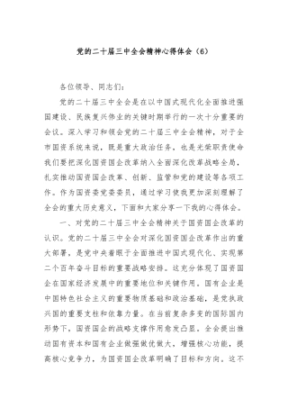 党的二十届三中全会精神心得体会（6）
