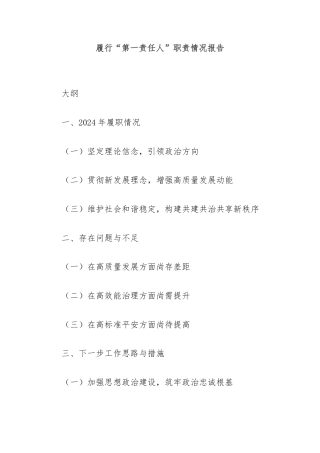 履行“第一责任人”职责情况报告
