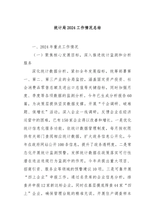 统计局2024工作情况总结