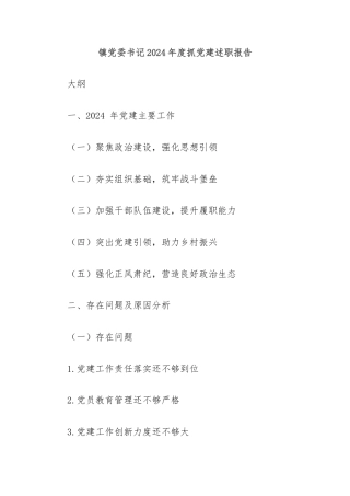 镇党委书记2024年度抓党建述职报告