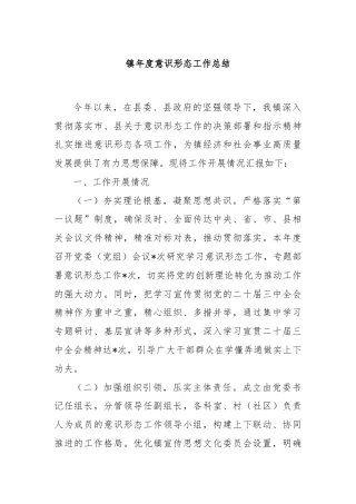 镇年度意识形态工作总结