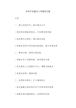 知识产权重点工作情况汇报