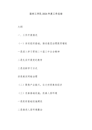 驻村工作队2024年度工作总结