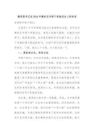 镇党委书记在2024年镇机关年轻干部座谈会上的讲话