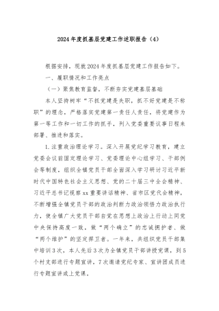 2024年度抓基层党建工作述职报告（4）