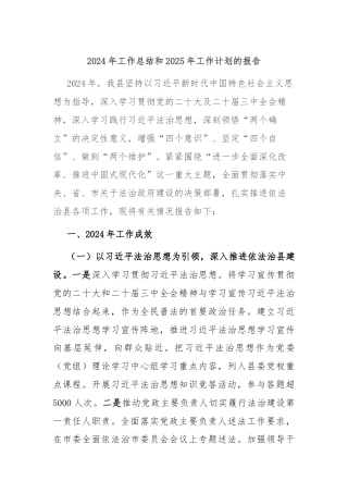 2024年工作总结和2025年工作计划的报告