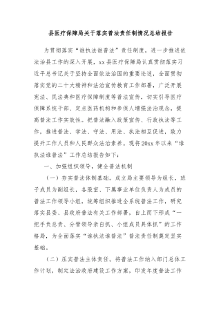 县医疗保障局关于落实普法责任制情况总结报告