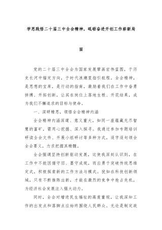 学思践悟二十届三中全会精神，砥砺奋进开创工作崭新局面