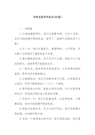 (35组)年终总结写作金句