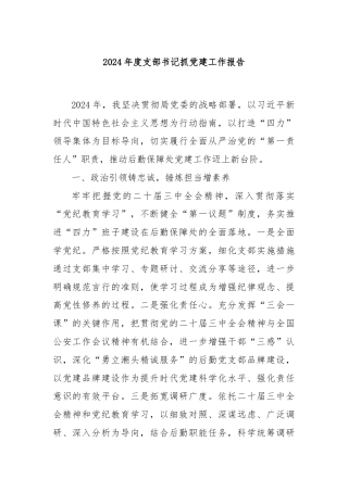 2024年度支部书记抓党建工作报告