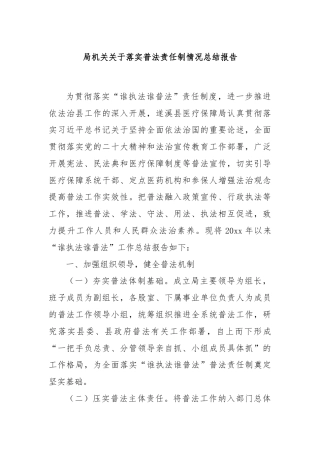 局机关关于落实普法责任制情况总结报告