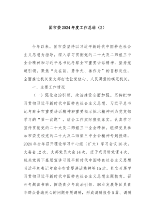 团市委2024年度工作总结（2）