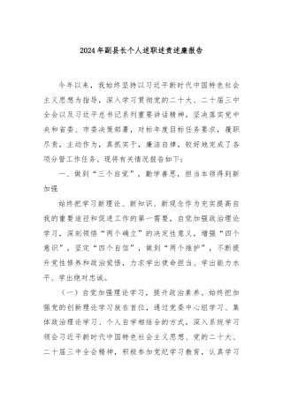 2024年副县长个人述职述责述廉报告