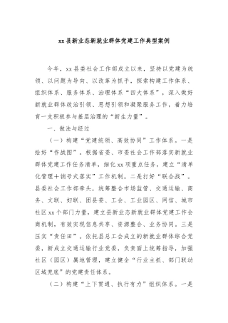 xx县新业态新就业群体党建工作典型案例
