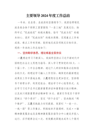 主要领导2024年度工作总结
