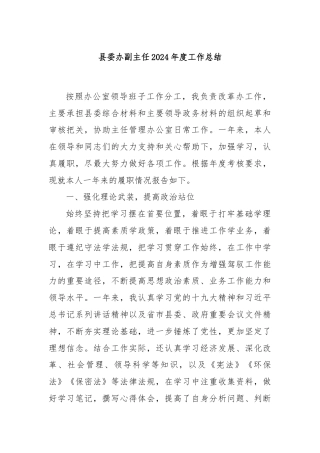 县委办副主任2024年度工作总结