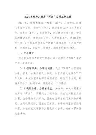 2024年度市人社局“两案”办理工作总结