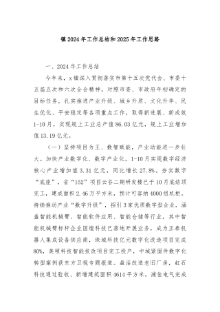 镇2024年工作总结和2025年工作思路