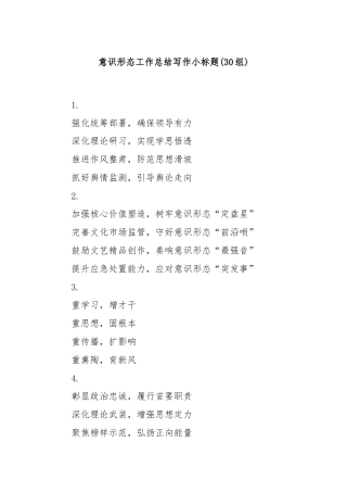 (30组)意识形态工作总结写作小标题