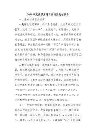 2024年度基层党建工作情况总结报告