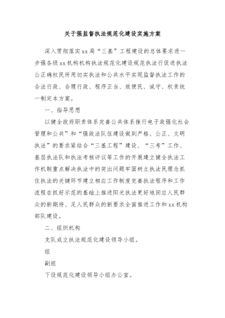 关于强监督执法规范化建设实施方案