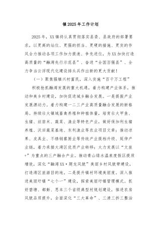 镇2025年工作计划