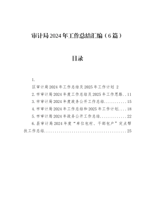 审计局2024年工作总结汇编（6篇）